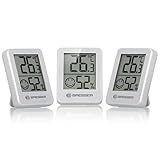 Bresser 3er Set Thermometer Hygrometer - Digitales Raumthermometer für Kontrolle Innenraum Luftfeuchtigkeit, Kühlschrankgeeignet, Wandmontage und Magnet, Schimmelvorbeugung - Indikator Smiley, Weiß