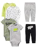 Simple Joys by Carter's Baby Jungen 6-teiliges Set, Bodys (Kurz- und Langarm) und Hosen, Mehrfarbig/Dinosaurier/Nashorn/Streifen/Textaufdruck, 3-6 Monate