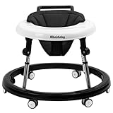 Aibeirbaby Baby Lauflernhilfe, Faltbarer Baby Walker mit Bremsendesign und Tablett, Anti-Rollove Lauflernwagen mit 10-Fach Höhenverstellbar, Lauflernhilfe Baby (Schwarz)