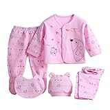 Brightup 5 Neugeborenes Baby Baumwollt Shirt + Hosen + Hut Jungen Mädchen Satz