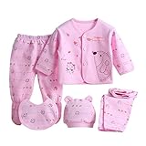 Brightup 5 Neugeborenes Baby Baumwollt Shirt + Hosen + Hut Jungen Mädchen Satz